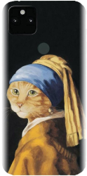 Husa din silicon compatibila cu Google Pixel 5a - model Cat With A Pearl Earring 