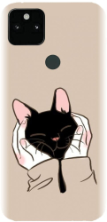 Husa din silicon compatibila cu Google Pixel 5a - model Th Black Cat In Hands 
