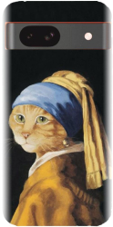 Husa din silicon compatibila cu Google Pixel 8a - model Cat With A Pearl Earring 