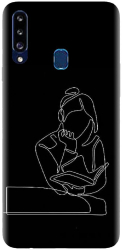 Husa din silicon compatibila cu Samsung Galaxy A20s - model Line Art The Smart One 