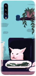 Husa din silicon compatibila cu Samsung Galaxy A20s - model Pixel Art Cat Meme 