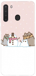 Husa din silicon compatibila cu Samsung Galaxy A21 - model Cat And Snowman 
