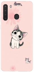 Husa din silicon compatibila cu Samsung Galaxy A21 - model Cute cat 