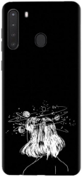 Husa din silicon compatibila cu Samsung Galaxy A21 - model Line Art Dreamer 