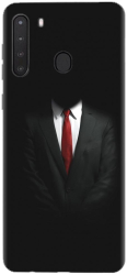 Husa din silicon compatibila cu Samsung Galaxy A21 - model Mystery Man In Suit 