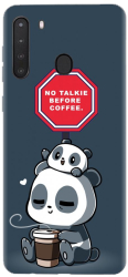 Husa din silicon compatibila cu Samsung Galaxy A21 - model Panda Coffe 