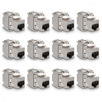 Set 12 Mufe CAT6A de 10 Gbit pentru cabluri Ethernet RJ45 Kwmobile Argintiu Metal 45358.12 