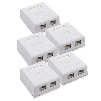 Set 5 Prize duble de RJ45 retea pentru cablu Ethernet CAT6A Kwmobile Alb Metal 50059.02.01 