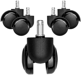 Set 5 Roti pentru scaun de birou tija 10 mm Kwmobile Negru Plastic 48041.01 