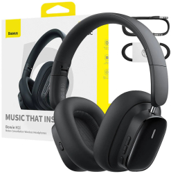 Casti Over the Ear Baseus Bowie H1i Wireless Bluetooth 5.3 ANC 3D Spatial Audio Autonomie 100 ore Negru 