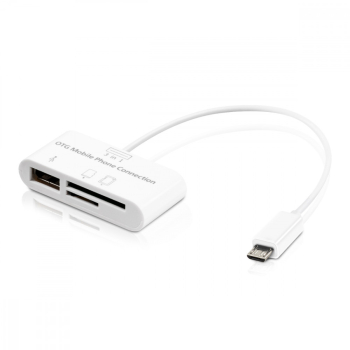 Adaptor Card Reader Universal 3-in-1 pentru telefoane Kwmobile Alb Plastic 26759 