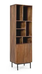 Biblioteca 2 usi otel negru lemn maro Tadita 55x40x190 cm 