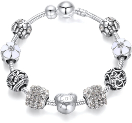 Bratara charm Hovanci din alama placata cu argint dimeniune 18 cm culore alb model WMSL0403 