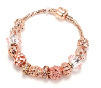 Bratara charm Hovanci din alama placata cu aur roz dimeniune 18 cm model WMSL5009