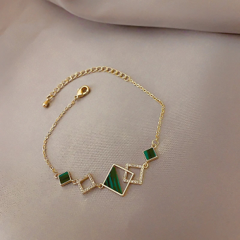 Bratara Hovanci din alama placata cu aur 18K culoare verde model WMSL0075