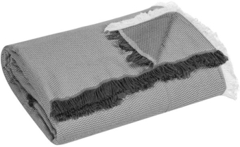 Cuvertura canapea trei locuri cu model si aplicatii decorative 340 x 180 cm gri inchis 