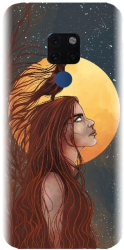 Husa din silicon compatibila cu Huawei Mate 20 - model Fantasy Wolf Woman 