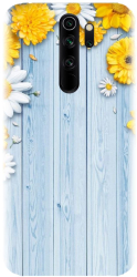 Husa din silicon compatibila cu Xiaomi Redmi Note 8 Pro - model Sunflower On Blue Wood 