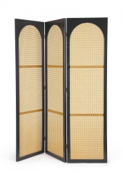 Paravan lemn negru ratan natur Josine 150x2x180 cm 