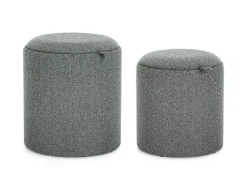 Set 2 tabureti textil gri inchis Sasha 34.5x38 cm 39x44 cm 