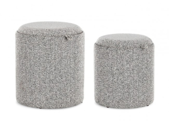 Set 2 tabureti textil gri Sasha 34.5x38 cm 39x44 cm 