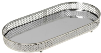 Suport lumanari din metal si oglinda 33x16x3 cm margine argintie 