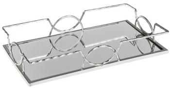 Suport lumanari din metal si oglinda 35x20x6 cm margine argintie 