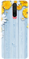 Husa din silicon compatibila cu Xiaomi Redmi K30 - model Sunflower On Blue Wood 