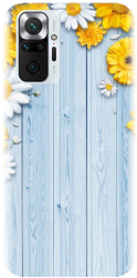 Husa din silicon compatibila cu Xiaomi Redmi Note 10 Pro Max - model Sunflower On Blue Wood 