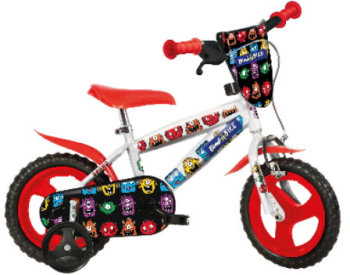 Bicicleta pentru copii baieti Monster 12 inch 1 viteza alb/negru/rosu 