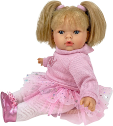 Papusa Artizanala Nines D Onil cu miros de vanilie - Tita blonda cu fusta plumeti 45 cm 