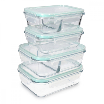 Set de 4 caserole de depozitare a alimentelor din sticla 1000ml 600ml 47684.04.01 