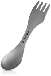 Spork 3-in-1 din titan pentru camping Navaris Furculita Lingura Cutit 46937.01 