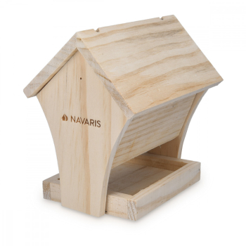 Casuta pentru hranirea pasarilor din lemn de pin Navaris 17 x 13 x 17.5 cm Maro 48200.01 