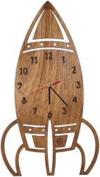 Ceas Personalizabil de lemn decorativ Racheta - 33 L x 58 H cm 