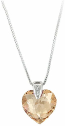 Colier MBrands Placat cu Aur Alb Rodiat cu Pandantiv cristal austria forma inima Sampanie 