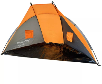 Cort plaja semideschis pliabil 210 x 115 cm portocaliu cu gri Vivo BB-TN130