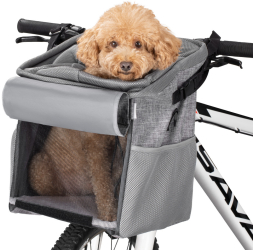 Rucsac de transport animale de companie Navaris pentru bicicleata Poliester Gri 54595.22 