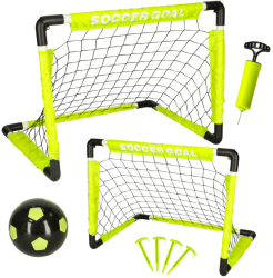 Set 2 mini porti de fotbal cu plasa minge si pompa 64 x 50 x 50 cm 