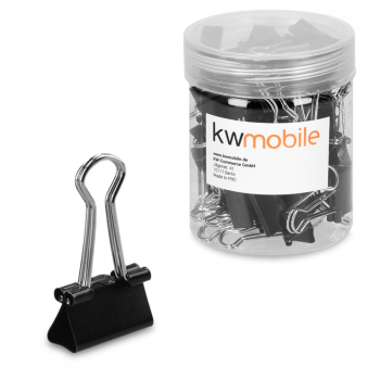 Set 50 Clipsuri pentru documente 19 mm Kwmobile Negru Metal 49442.02 
