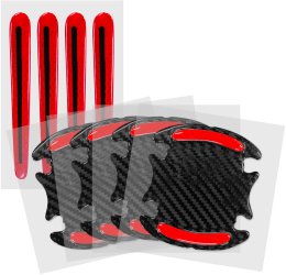 Set 8 Autocolante reflectorizante pentru maner usa auto Kwmobile Negru/Rosu ABS 54690.02
