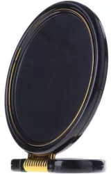 Oglinda machiaj cu lupa si picior plastic neagra Top Choice 14 cm 