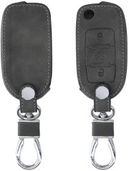 Husa Cheie Auto pentru VW / Skoda / Seat - 3 Butoane Piele nabuc Gri 48570.19 