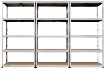 Raft TRIPLU metalic 5 polite MDF 180x300x60 cm 350 kg/polita STRATEGIC montaj fara surub prin clipsare cadru metalic polite maro 