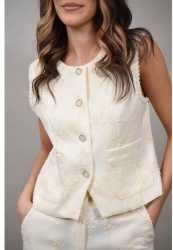 VESTA IN STIL FORMAL CU NASTURI CAPRI S Ivory 