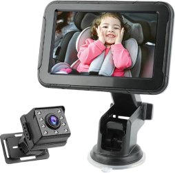 Camera video auto de 5 inch AHD-1080P MAROVIO pentru monitorizarea bebelusilor pe scaunul din spate al masinii cu vedere nocturna IR 