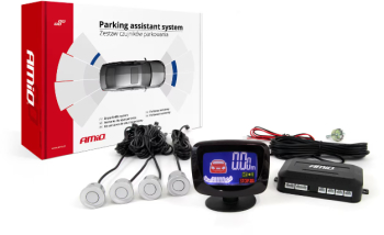 Kit 4 senzori parcare Argintii cu modul sonor si afisaj LED 