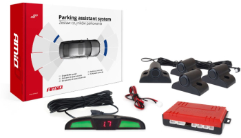 Kit 4 senzori parcare cu unitate sonora si mini display LED negru 19 mm 