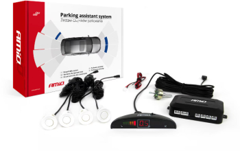 Set 4 senzori parcare marsarier culoare Alba cu unitate sonora si afisaj LED 