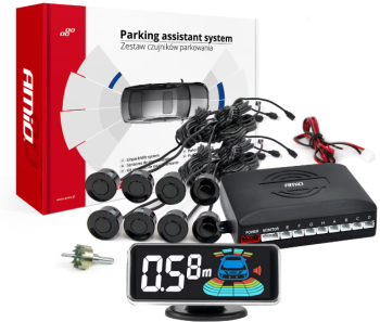 Set 8 senzori parcare fata-spate cu unitate de comanda si display culoare Neagra 